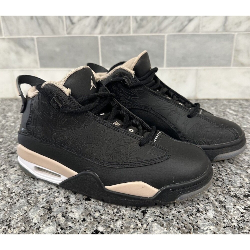 Jordan Dub Zero Black Fossil Stone Tan Leather Icey (311046-021) Youth 5 5Y